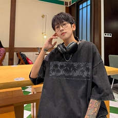 直播品质240克重磅水洗做旧短袖t恤男女SDX230-特P25控48，男装T恤，电商B367