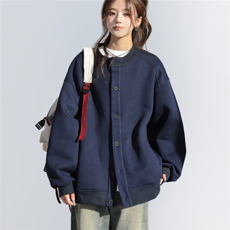 大码胖妹妹宽松卫衣开衫短外套女秋新款韩版棒球服上衣WB611-P42,女装短外套,星座412-3