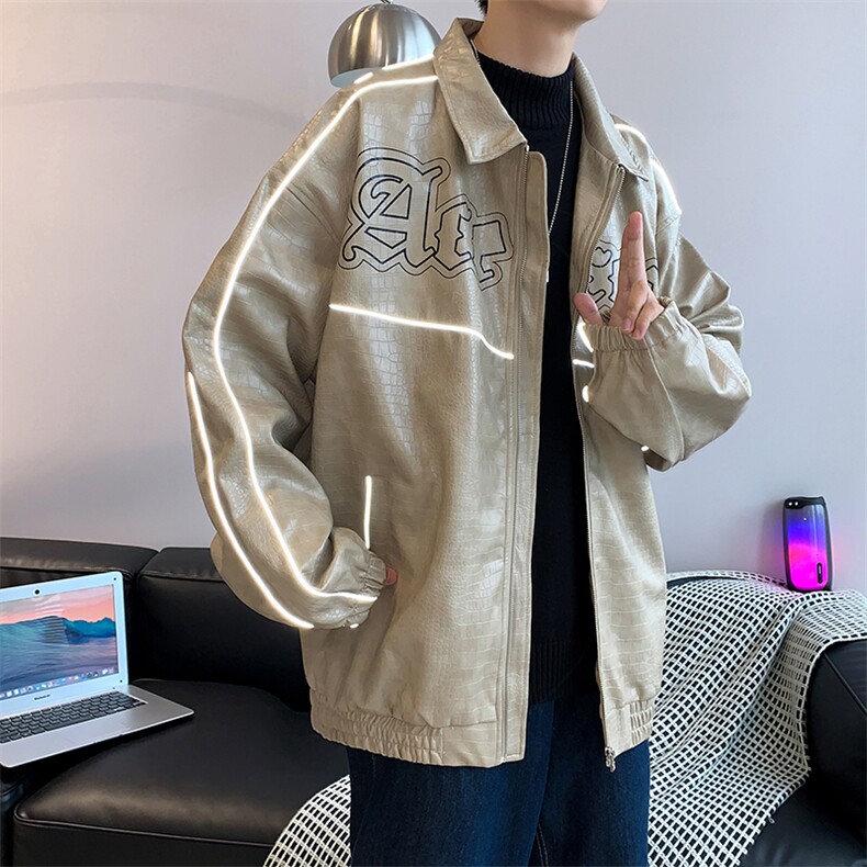 高街外套vibe美式棒球服vintage机车皮衣夹克男春秋JK0113-P60,男装夹克,星座308B-2