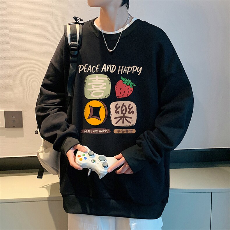 S6322-P28 秋季圆领卫衣男大码韩版宽松长袖外套图片