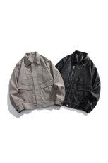 中性新款秋冬宽松工装机能微阔潮牌皮衣夹克外套A436-2552-P95，男装夹克，电商A436
