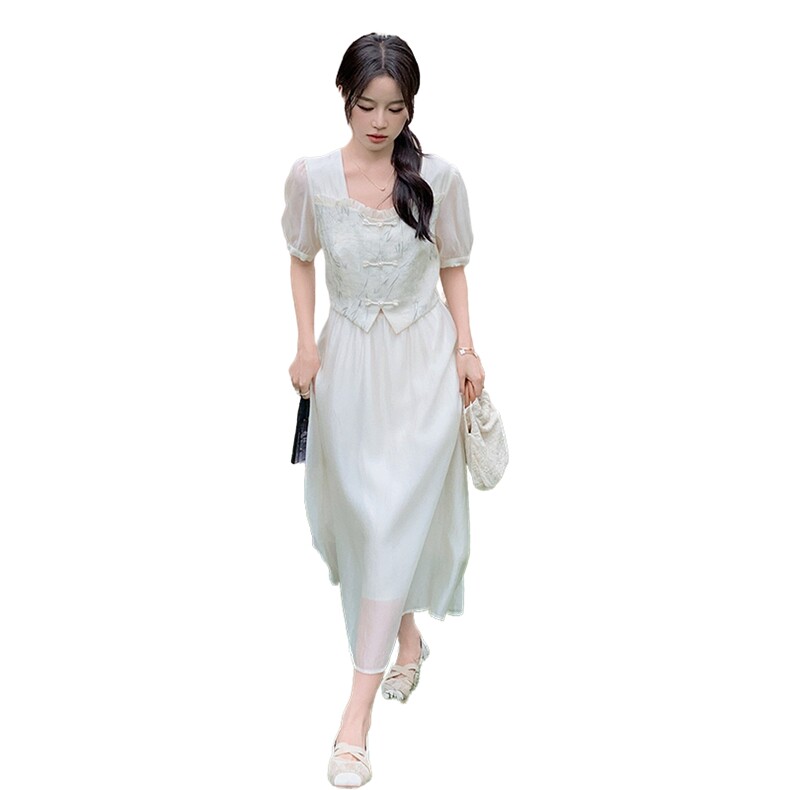 [现货】新品夏季假两件新中式连衣裙A805P120K178,女装连衣裙,2C269