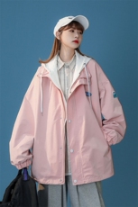 中性风秋季新品贴标宽松假两件带帽休闲棒球服外套G371P65控88，女装短外套，A247A