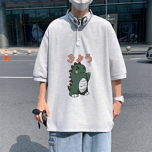 PL57037-P35 翻领短袖polo衫男大码胖子半袖t恤男有领保罗衫 模特图片