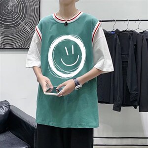 男圆领T恤宽松短袖假两件Q913P28图片
