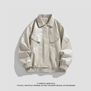 XZ-221/JK2577/P95美式潮牌痞帅机车服翻领PU皮衣夹克外套图片