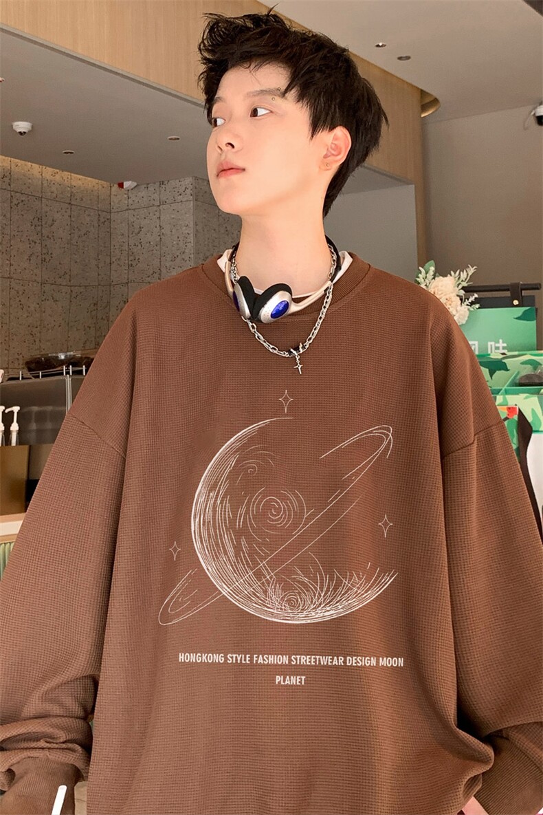 ！2023秋冬新款男士华夫格圆领卫衣百搭学生上衣HWY50P28,男装卫衣,电商B220