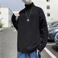 大量现货高领毛衣男秋冬痞帅ins宽松情侣纯色休闲针织衫M182-P30，男装针织衫/毛衣，星座512-4