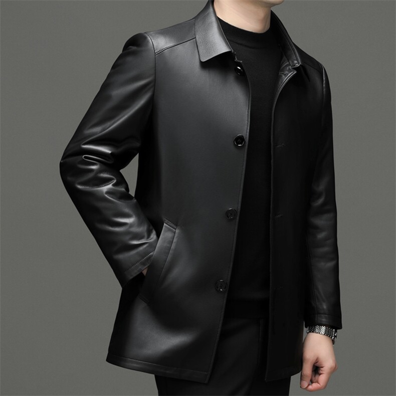 6695Y秋冬新款男士真皮羽绒服男绵羊皮外套中长款商务男装P900,男装羽绒服,电商B360A（原721A）