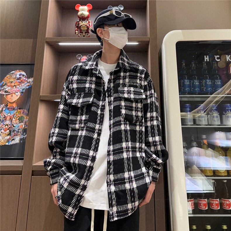 秋季新款中性风复古格子情侣衬衫外套212-2-DY112-特P65图片
