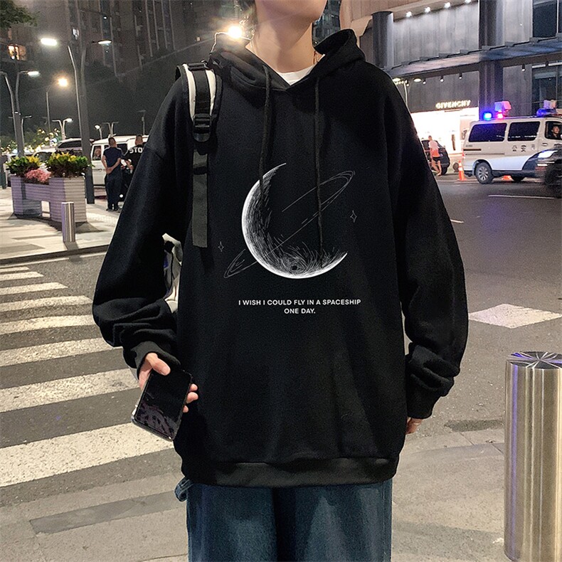 WY2246-P35纯棉连帽月球卫衣男大码运动帽衫宽松薄外套男,男装卫衣,电商A040