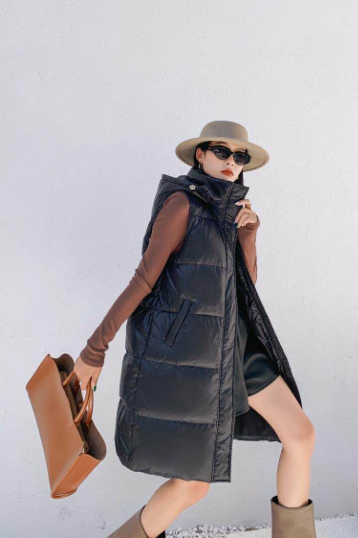 现货欧货长款90白鸭绒羽绒马甲、补单款，女装马甲，登石木子