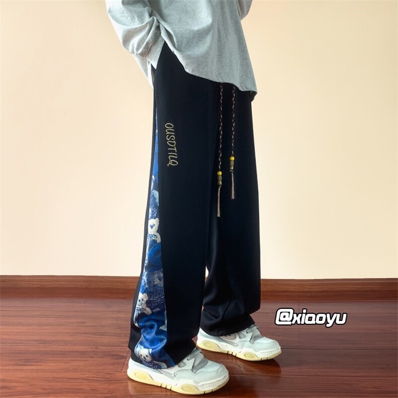 XZ616早秋季新款风刺绣拼接休闲裤TY914M-5XLP45控58,男装休闲裤,星座512A（原616）