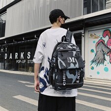 迷彩翻盖双肩包韩学院风ins超火街拍书包高中男女背包，鞋类箱包，星座510A-2