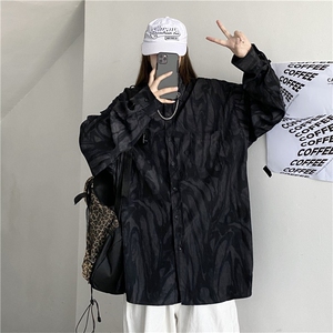 B2015-P53 春秋炸街扎染衬衣雪纺百搭宽松个性男女INS潮图片