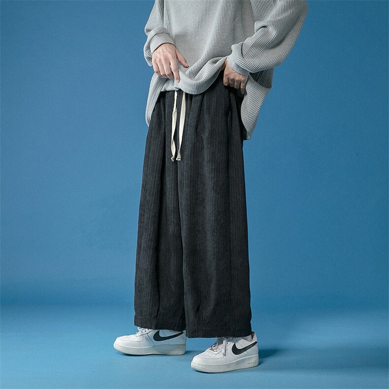 秋季直筒阔腿裤大码蒙马特情侣哈伦灯芯绒裤宽松潮港风K152/P65,男装休闲裤,电商A221A