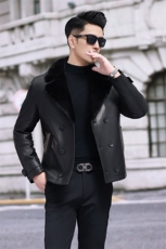 冬季新款男士羽绒服头层山羊皮外套水貂毛西装领商务男装短款，男装羽绒服，电商B360