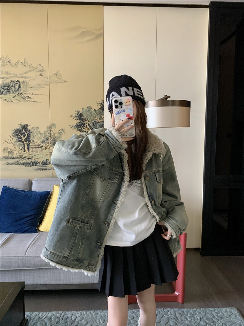 现货新款水洗复古牛仔棉衣外套HW88P190K288,女装短外套,2D035