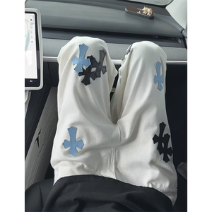 NZ01-P45 控78 美式高街十字架牛仔裤男潮牌痞帅宽松直筒vibr长裤图片