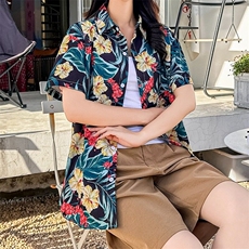 港味碎花短袖衬衫女夏季新款洋气休闲宽松显瘦百搭上衣CS89/P30，女装衬衫，星座506