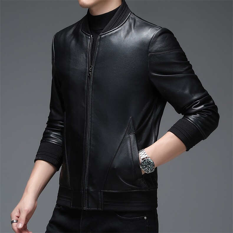 WL-DK018海宁2023新款皮衣男绵羊皮外套棒球服潮简约夹克P540,男装皮衣,电商B360