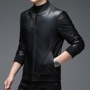 WL-DK018海宁2023新款皮衣男绵羊皮外套棒球服潮简约夹克P540图片