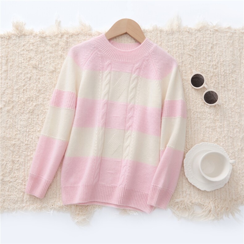 休闲秋冬七针拼色扭花儿童羊绒衫简约百搭时尚，童装儿童羊绒衫，跳跳羊儿童羊绒衫