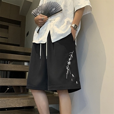 夏季新款中式刺绣竹子冰丝短裤大码M~4XLXZ604-DK206-P35控48，男装牛仔裤，星座604