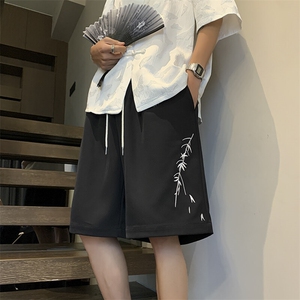 夏季新款中式刺绣竹子冰丝短裤大码 M~4XL XZ604-DK206-P35控48图片