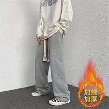 休闲裤男士秋冬季潮牌抽绳直筒运动裤加绒A399P30图片
