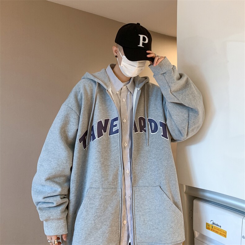 Y9908P45外景港风2024秋季百搭字母连帽开衫外套卫衣宽松加大,男装卫衣,电商A026-1