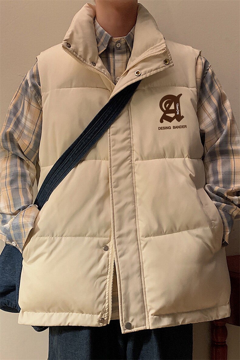 港风冬季新款立领马甲白鸭绒羽绒服男潮宽松男MJ614P115控158,男装羽绒服,电商A268A