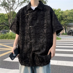 夏季新款衬衫潮流慵懒男方领衬衫 P55图片