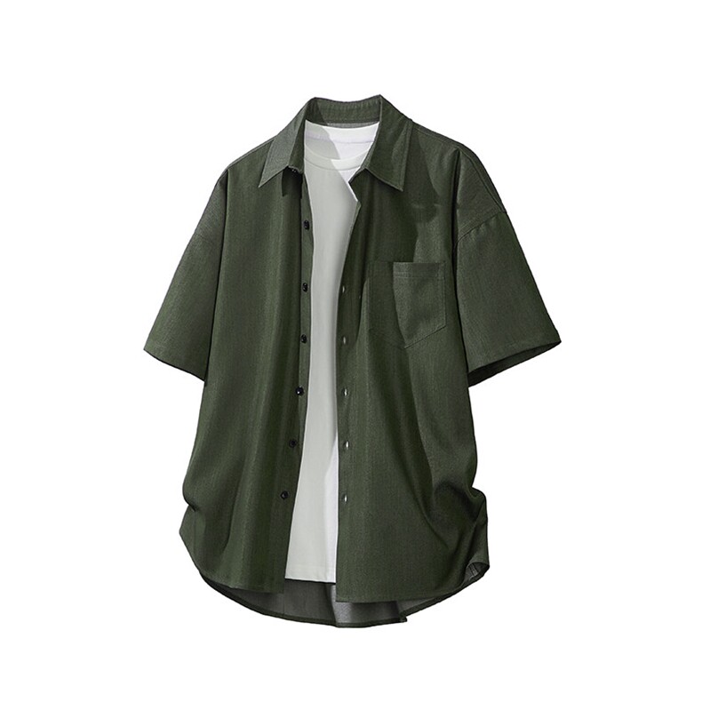 白底平铺立体冰丝牛仔短袖衬衫男款夏季薄款衬衣寸衫DC28006P60,男装T恤,电商B312