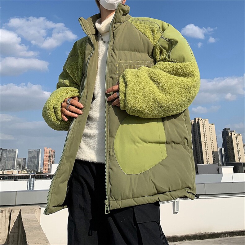 羊羔毛棉衣男冬季新款加绒加厚宽松保暖棉服美式潮流痞帅棉袄外套图片