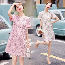 精致珠片刺绣连衣裙女夏季气质大码裙子2025年新款欧货a字裙，女装连衣裙，韩蜜菓