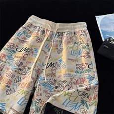 数据美式复古涂鸦满印夏季夏威夷cleanfit短裤男DK2530P25，男装牛仔裤，电商A128