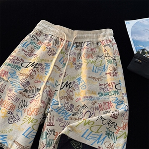 数据美式复古涂鸦满印夏季夏威夷cleanfit短裤男 DK2530 P25图片