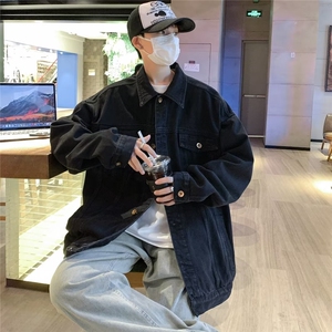 牛仔外套男韩版潮流高街帅字母2023秋冬新款ins宽松外套W4967-P62图片