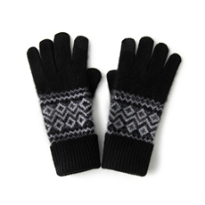 2025年新款百搭男女通用提花撞色分指手套，手套，轩妮羊绒