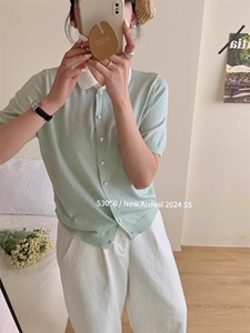 气质小翻领设计薄款开衫女2025春夏新款针织衫图片