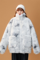 1中性风羊羔毛潮扎染大码M-5XL情侣毛绒外套女MY7503P128控168，女装短外套，星座226-2