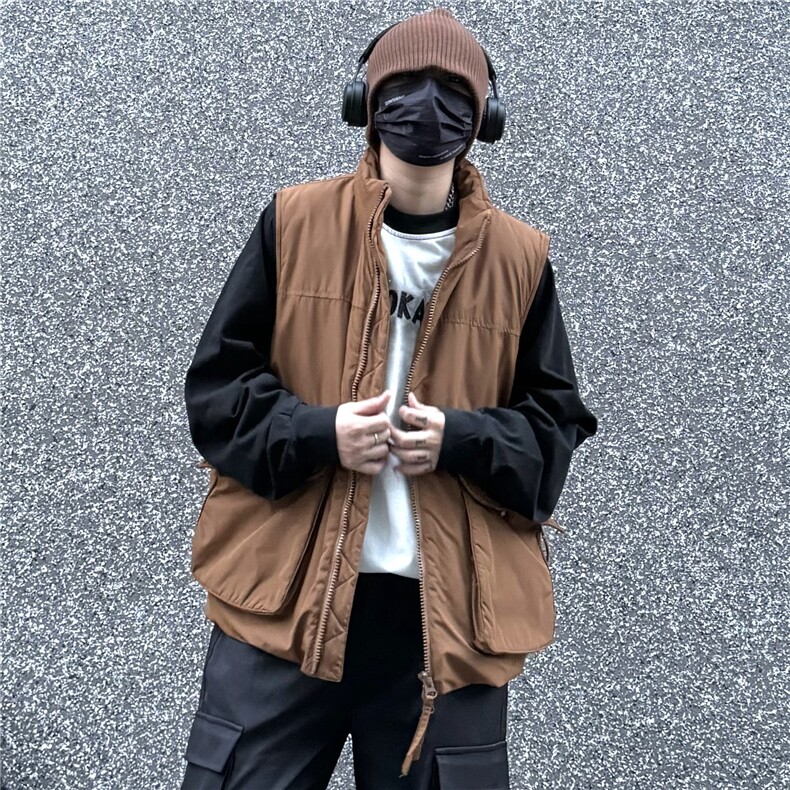 可穿260斤白鸭绒秋冬大码工装可二开羽绒马甲港风羽绒服背情侣装,男装羽绒服,星座210