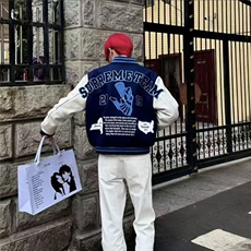 美式棒球服夹克男嘻哈复古潮牌炸街休闲学生痞帅港风宽松加棉外套，男装夹克，星座506A