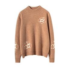 时尚百搭山茶花图案半高领羊毛衫，女装羊毛衫，宏杨羊绒