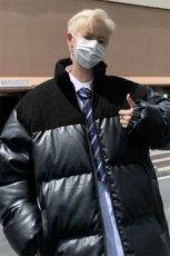 M-6XL大码冬季PU皮棉衣男加厚银狐绒外套3616特P95，男装棉衣，电商A309