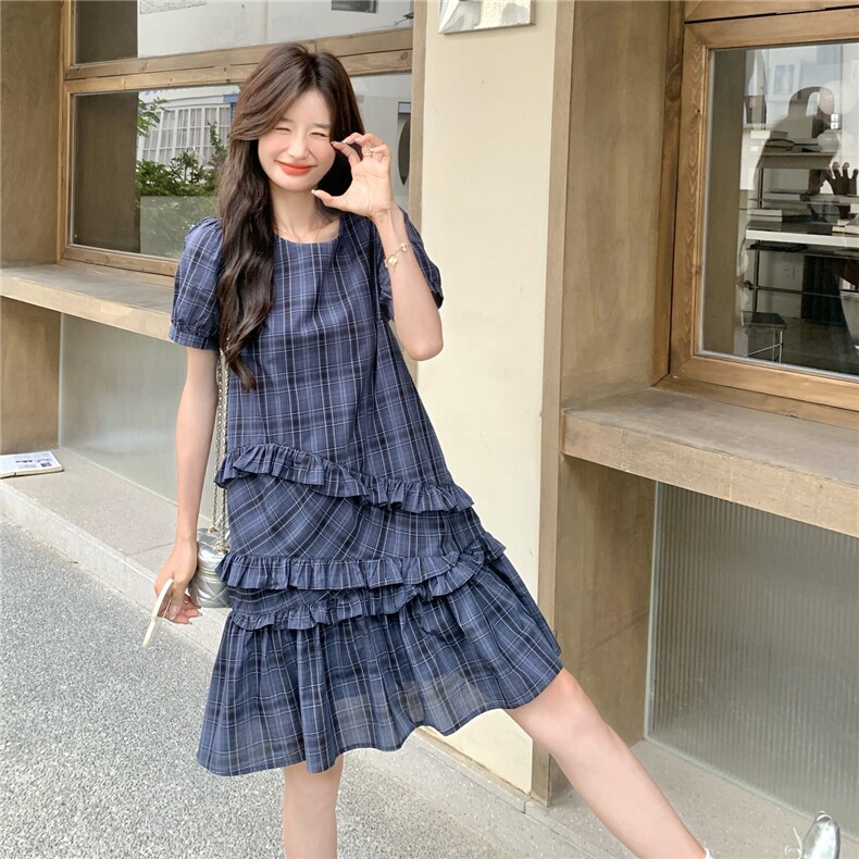 2025新款格子连衣裙,女装连衣裙,1C130