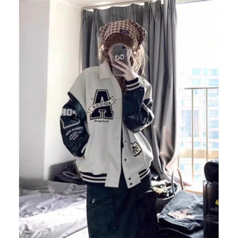 美式复古棒球服外套新款翻领刺绣高街立领夹克宽松潮牌上衣 JFY80图片