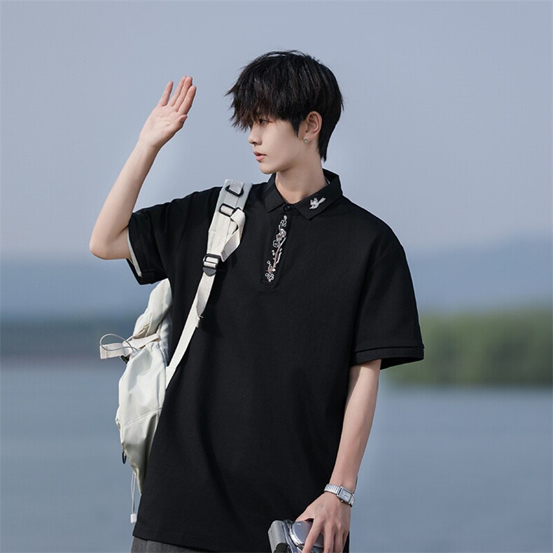 M-8XL夏季新款刺绣纯棉短袖翻领POLO衫2516-P40.45（控69｝，男装Polo衫，星座109-1