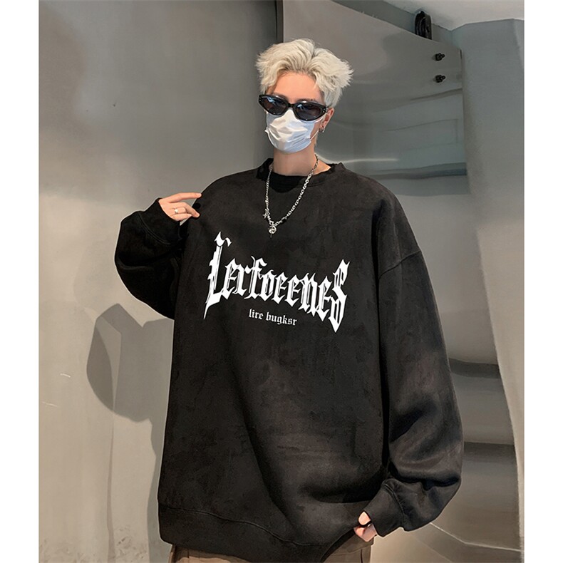抖音得物供货提供视频秋冬重磅美式麂皮绒圆领卫衣JY553,男装卫衣,电商A486